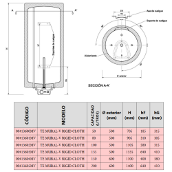 Dimensiones TE MURAL VERTICAL RIGID CLOTH