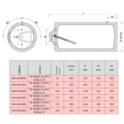 Dimensiones TE MURAL HORIZONTAL RIGID CLOTH