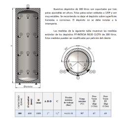 Dimensiones y Conexiones PF-AC RIGID CLOTH 300L