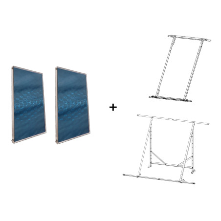 Pack 2 Placas Solares Térmicas Slim con Soporte Universal Plano o Inclinado FERCO FCS2.5