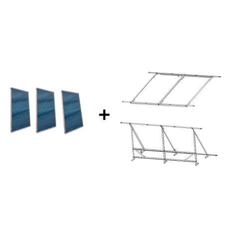 Pack 3 Placas Solares Térmicas Slim con Soporte Universal Plano o Inclinado FERCO FCS2.5
