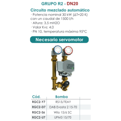 Ficha técnica Grupo de Bombeo Circuito Mezclado Automático DN20 FERCO RGC2-D7