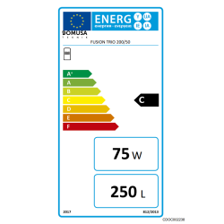 Etiqueta energética aerotermia DOMUSA FUSION EC TRIO eficiencia y consumo