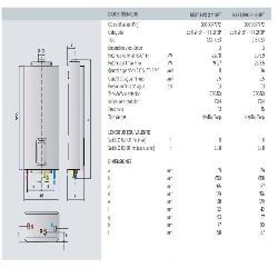 medidas alto ancho consumo fondo conexiones gas agua chimenea potencia ARISTON NEXT EVO X SFT 16 EU G.NAT