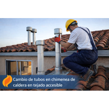 Servicio de subida a tejado accesible para cambio de tubos de chimenea de caldera