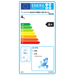 Etiqueta energética Ariston Nuos Primo HC A+ 200 litros alta eficiencia ahorro energético