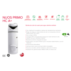 Características Ariston Nuos Primo HC A+ 240 SYS aerotermia ACS alto rendimiento bajo consumo