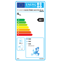 Etiqueta energética Ariston Nuos Primo HC A+ 240 SYS litros alta eficiencia ahorro energético