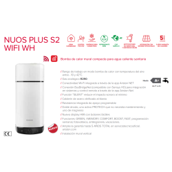 Características Ariston Nuos Plus S2 110 WiFi bomba de calor control remoto eficiencia