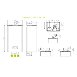 Medidas del Calentador BERETTA Idrabagno LX 11 Gas Prop/But