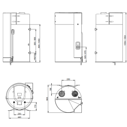 Dimensiones y medidas del aerotermo Thermor Aeromax VM R290 100 para instalación mural