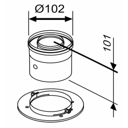 medidas Adaptador vertical Bosch AZ 370 para calentador Therm 6600 | Salida de humos Ø 60/100