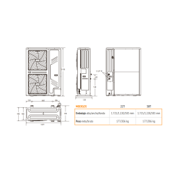 Dimensiones unidad exterior Ferroli OMNIA M 3.2 30T instalación aerotermia