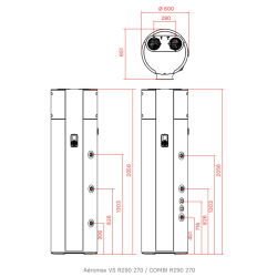 Medidas de la Bomba de Calor Aerotermia THERMOR AEROMAX VS R290 270 / COMBI R290 270