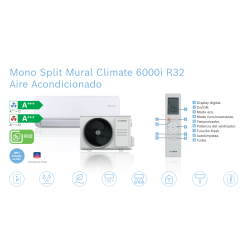 Flyer Mono Split Mural Climate 6000i R32 Aire Acondicionado