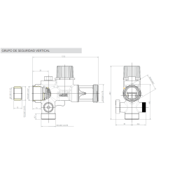 Medidas grupo de seguridad vertical ORKLI 3/4 dimensiones instalación