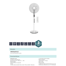 Ficha técnica Ventilador de Pie con Mando JOHNSON VIRO16APLUS