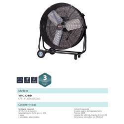 Ficha técnica Ventilador Industrial JOHNSON VIRO30IND