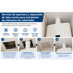 instalación calentador abrir falso techo cambiar chimenea cerrar pintar