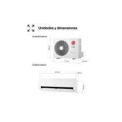 Dimensiones unidades interior y exterior LG INFINITY WIFI 12 R32