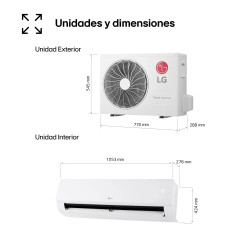 Dimensiones unidades interior y exterior LG INFINITY WIFI 18 R32