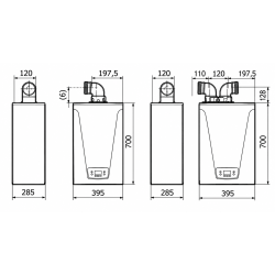 Dimensiones y medidas de instalación BAXI NEODENS iPLUS 24/24 F