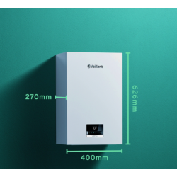 Medidas de la caldera Vaillant ecoTEC intro VMW 24/24: 626 mm de alto, 400 mm de ancho y 270 mm de fondo