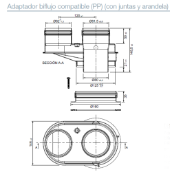 medidas Accesorio Biflujo 80/80mm caldera JUNKERS BOSCH
