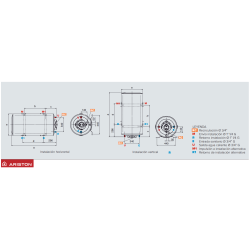 Dimensiones, medidas y conexiones del Interacumulador ARISTON ARB 100 EU