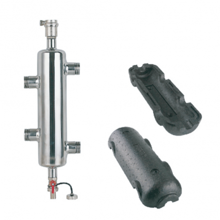 separador hidraulico 1" pulgada inoxidable con aislante