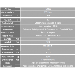 ficha tecnica termosifon 150 litros