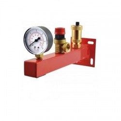 soporte rojo grupo de seguridad calefaccion reloj valvula seguridad 3bar calefaccion y purgador