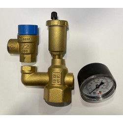 conjunto seguridad instalació agua caliente con boya y manometro