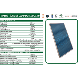 caracteristicas tecnicas panel solar termico ferco fce 2.0