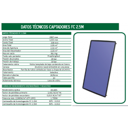 datos tecnicos placa solar plana termica de 2,5. ferco fc