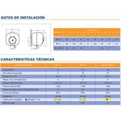 medidas conexiones termo cointra tnc 10