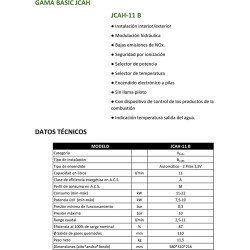 Características Calentador Atmosférico MIZUEDO JCAH-11 Gas Natural