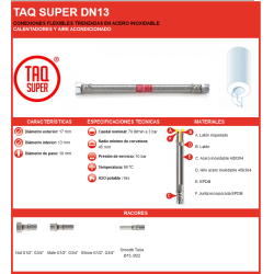 ficha técnica flexo de agua inox para termo calentadores y aire acondicionado media pulgada 40cm