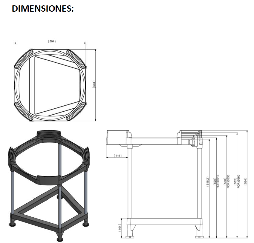 medidas tripode ariston termo 150 200 litros