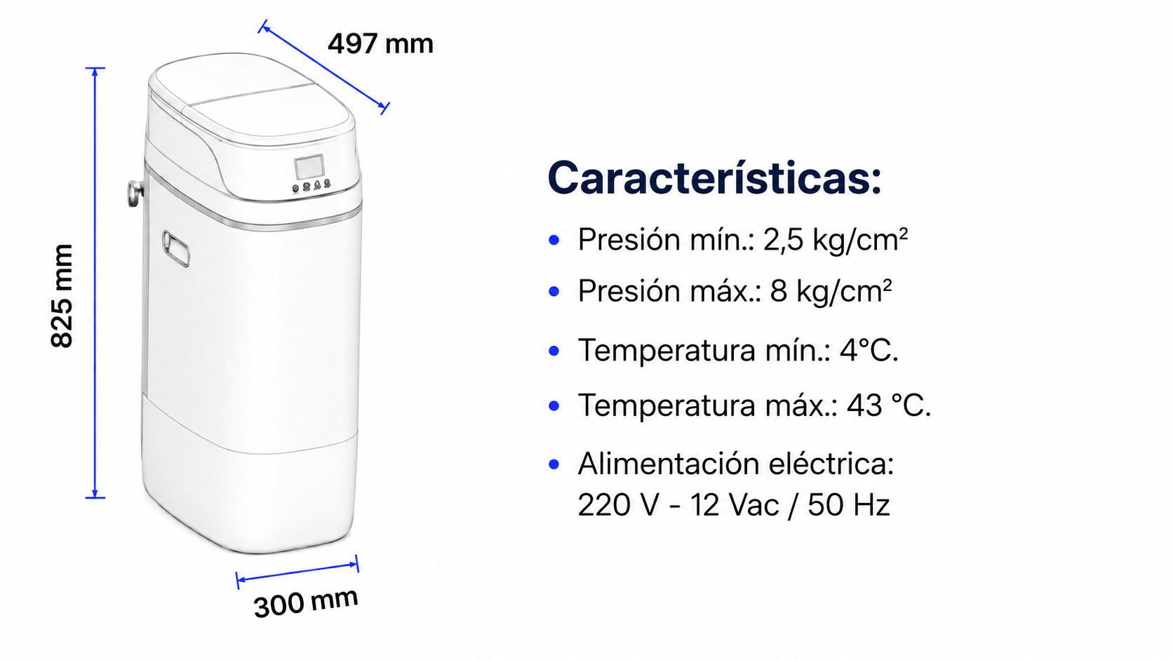 Medidas del Descalcificador CABEL PRO 22