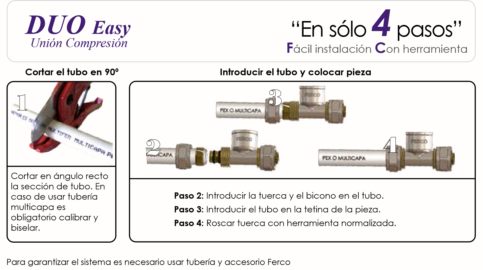 Este accesorio cuenta con un sistema de unión por compresión que permite una instalación rápida y segura. La tuerca con bicono y las roscas reforzadas proporcionan un ajuste firme y confiable, reduciendo la posibilidad de fugas. Además, su diseño interno está optimizado para permitir un paso de gran caudal, mejorando la eficiencia del sistema.