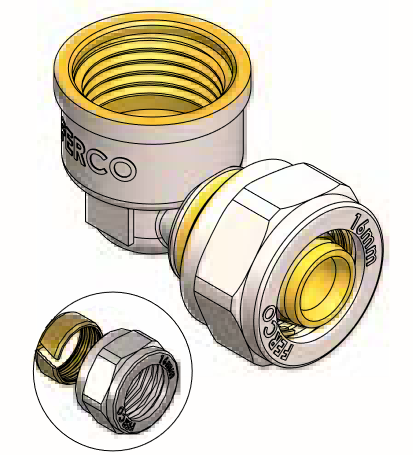 Codo Hembra Compresión FERCO Ø 16 - ½"