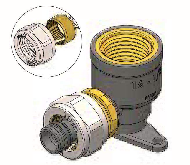 Codo Base Hembra Compresión FERCO Ø 16 - ½"