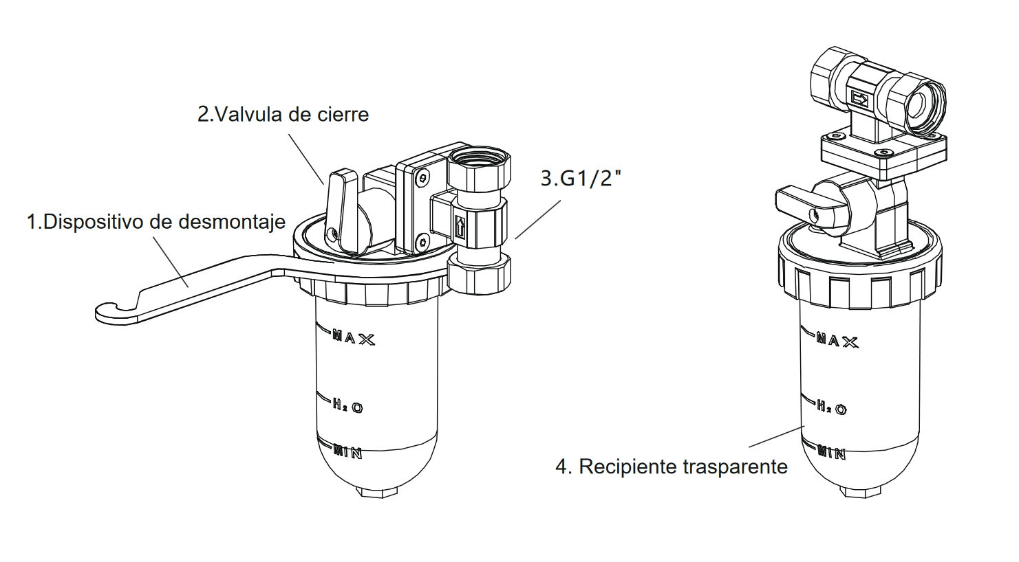 Medidas y Partes del Filtro de Polifosfatos FERCO FDPF20