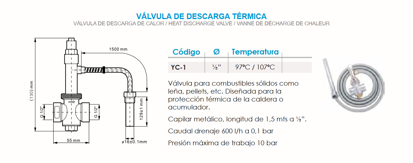 Ficha técnica de la Válvula de Descarga Térmica FERCO YC-1