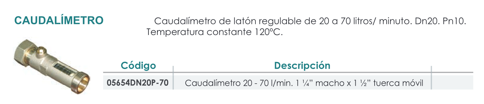 Ficha técnica del Caudalímetro de Latón FERCO DN20