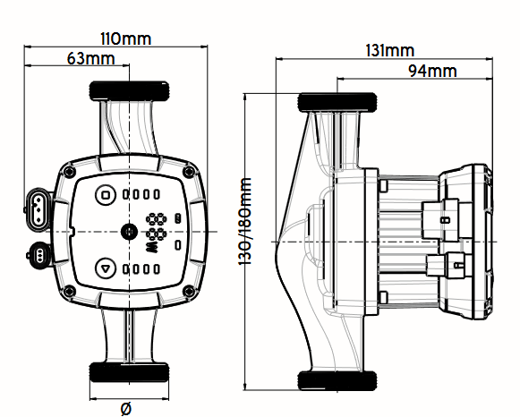 Medidas de la Bomba UPM4XL 25/90