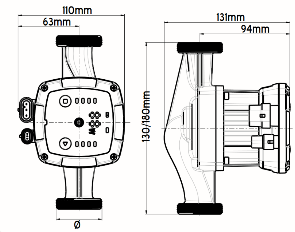 Medidas de la Bomba RS25/7EAY Hybrid