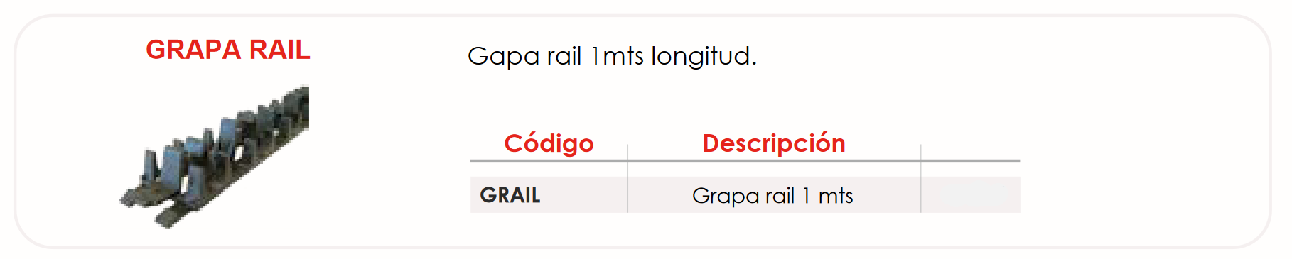 Especificaciones técnicas Grapa Rail para Suelo Radiante FERCO