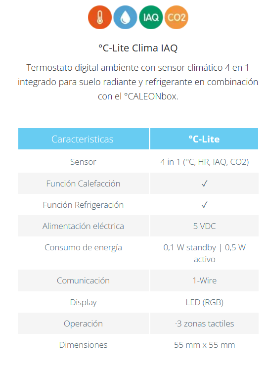 Termostato Digital Ambiente Frío/Calor FERCO C-Lite Clima IAQ